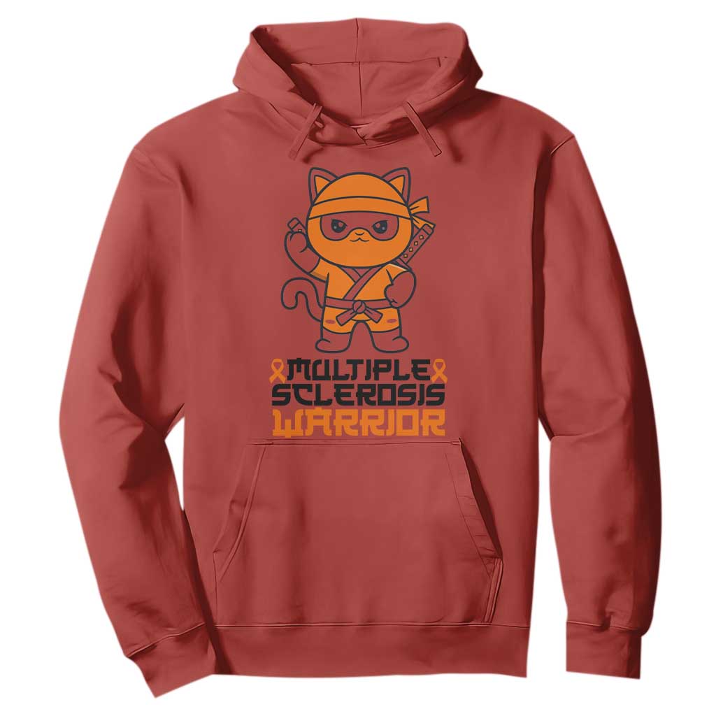 Multiple Sclerosis Support Hoodie Orange Ribbon MS Warrior Ninja