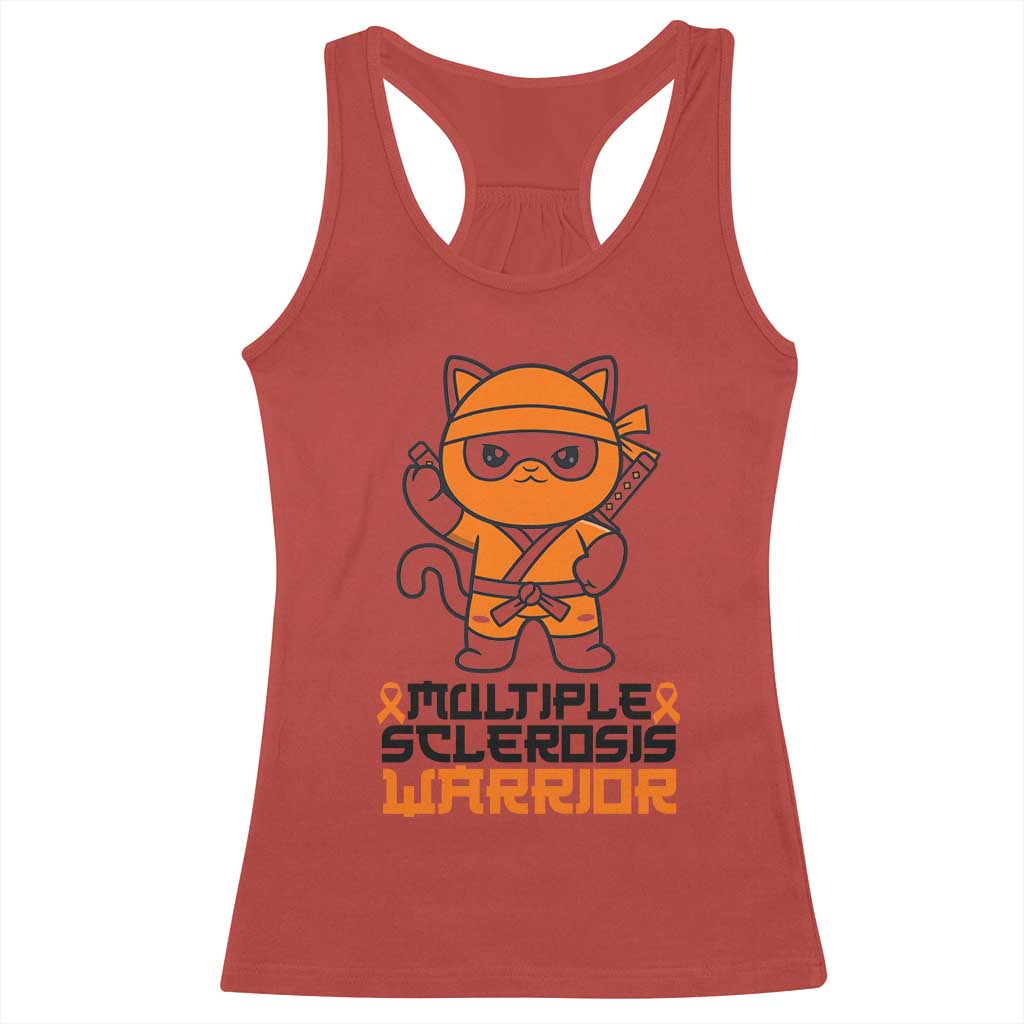 Multiple Sclerosis Support Racerback Tank Top Orange Ribbon MS Warrior Ninja