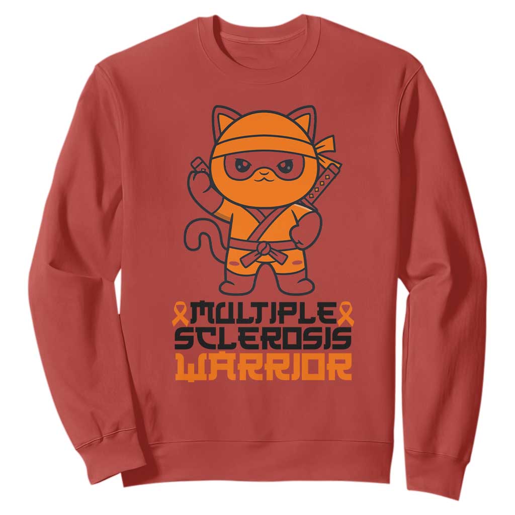 Multiple Sclerosis Support Sweatshirt Orange Ribbon MS Warrior Ninja