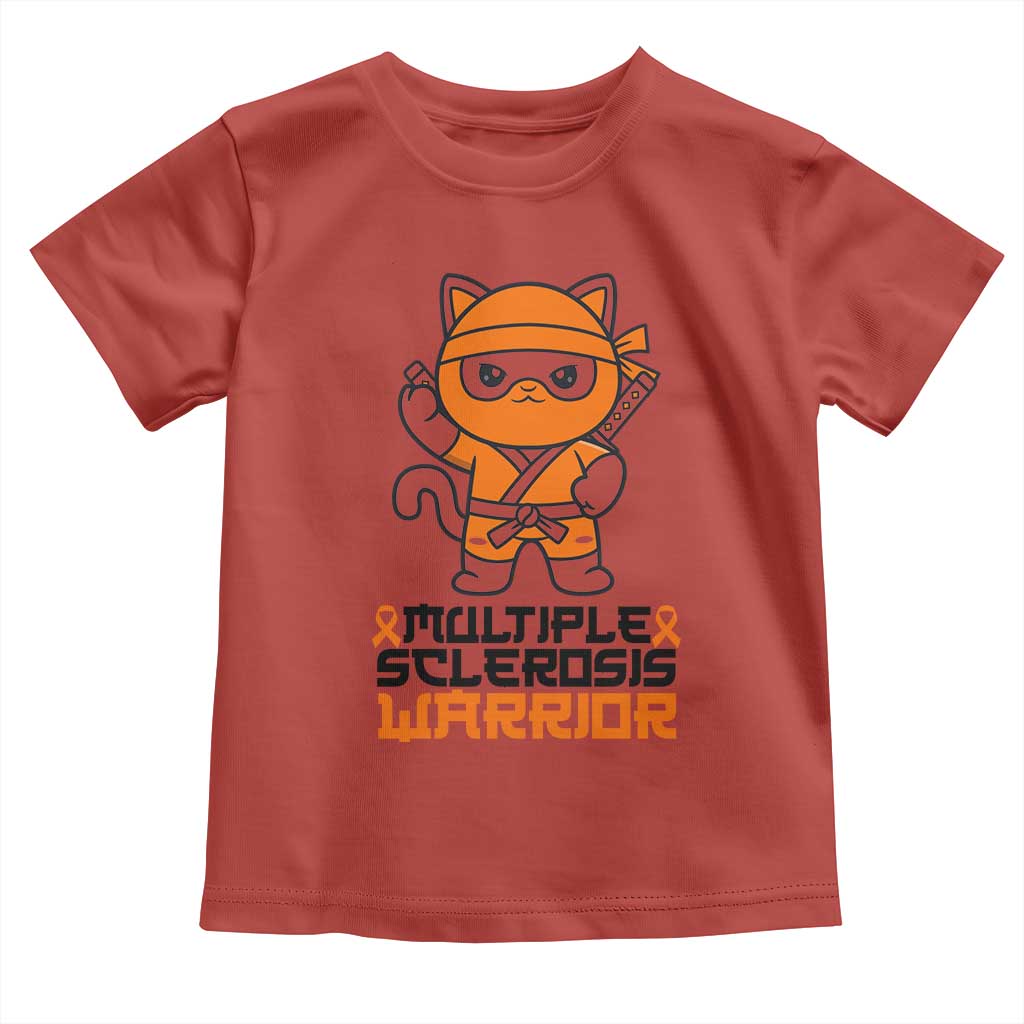 Multiple Sclerosis Support Toddler T Shirt Orange Ribbon MS Warrior Ninja