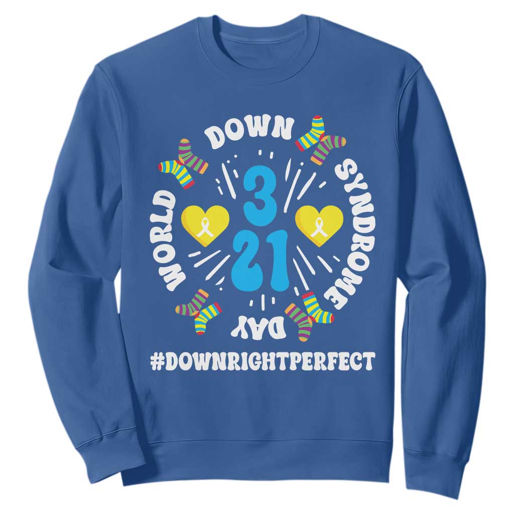World Down Syndrome Day Sweatshirt 321 Support Blue Yellow Ribbon