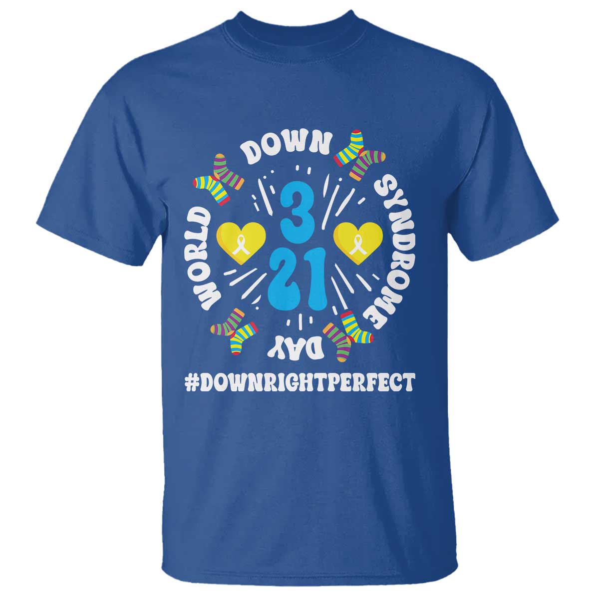 World Down Syndrome Day T Shirt 321 Support Blue Yellow Ribbon