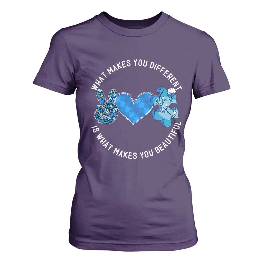 Autism Support T Shirt For Women What Makes You Different Is What Makes You Beautiful