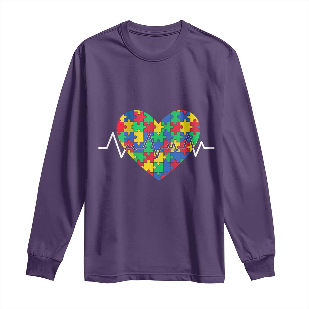 Autism Support Love Heart Puzzle Acceptance Long Sleeve Shirt
