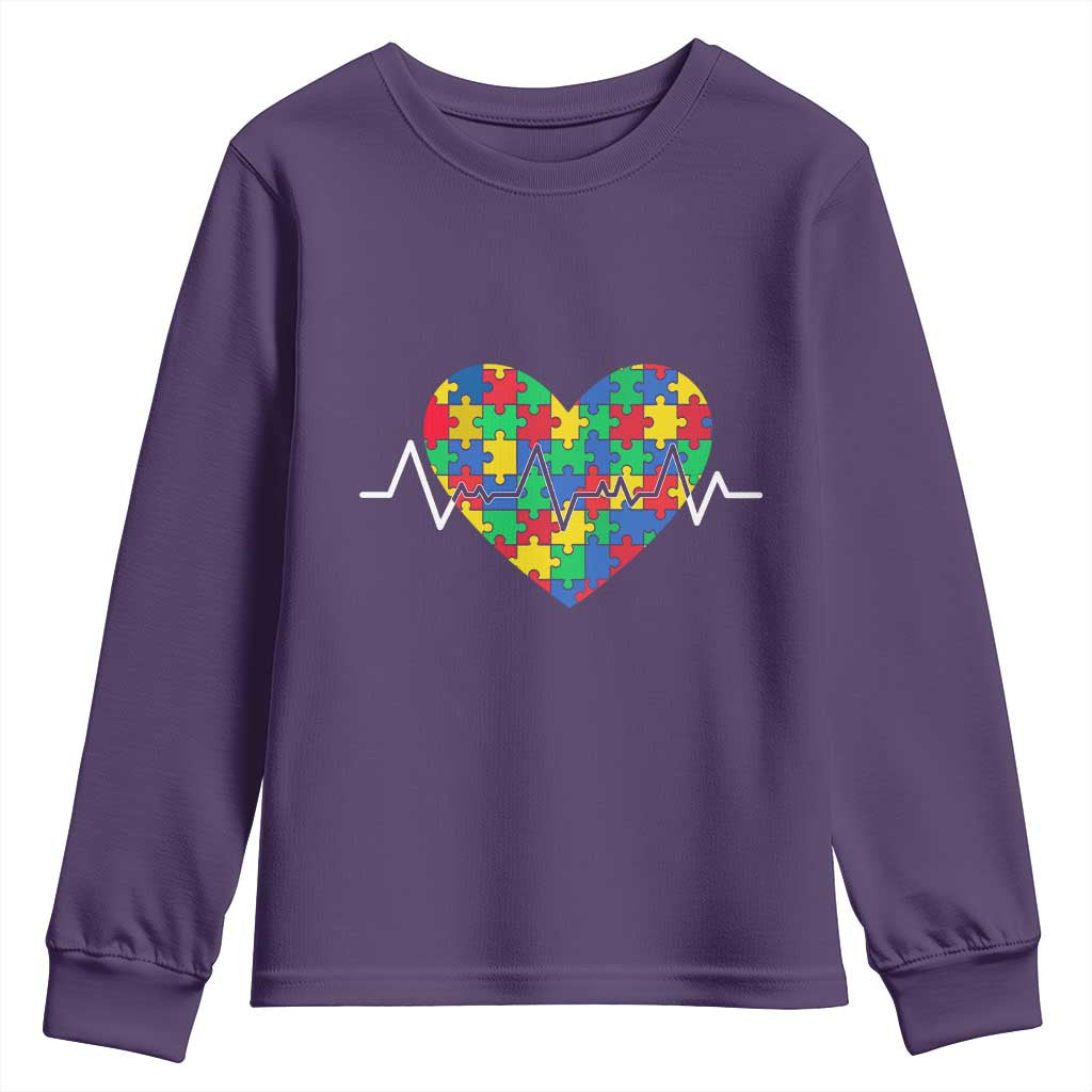 Autism Support Love Heart Puzzle Acceptance Youth Sweatshirt
