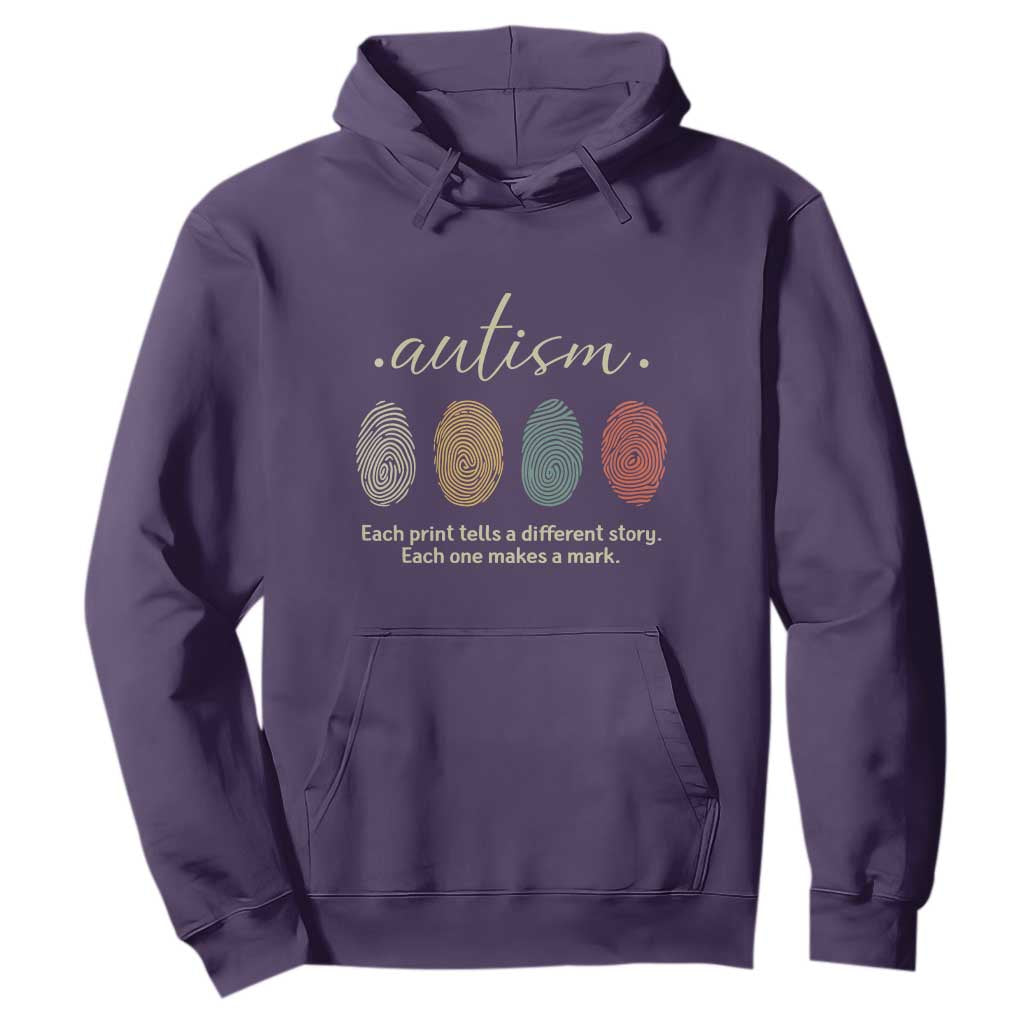 Retro Fingerprint Autism Support Hoodie Each Print Tells A Different Story