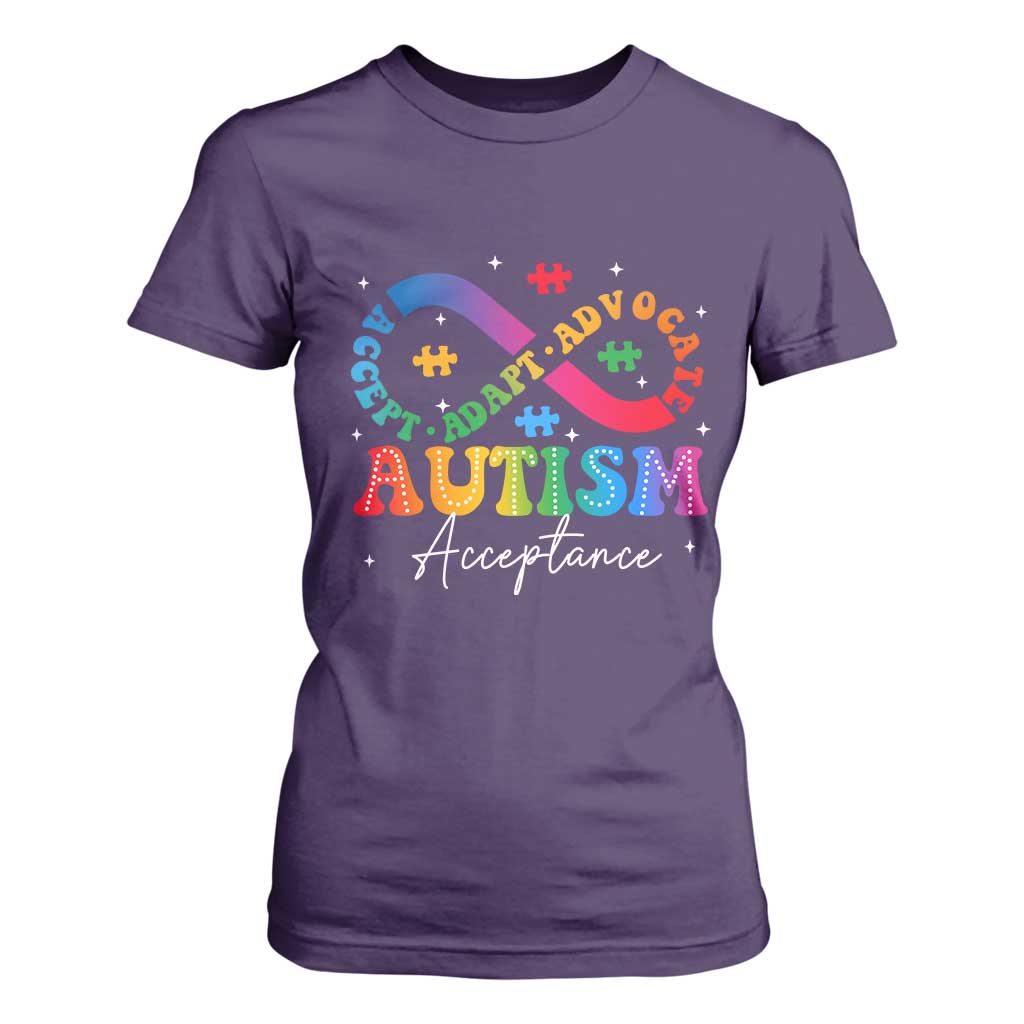 Autism Support Acceptance T Shirt For Women Infinity Symbol Neurodiversity