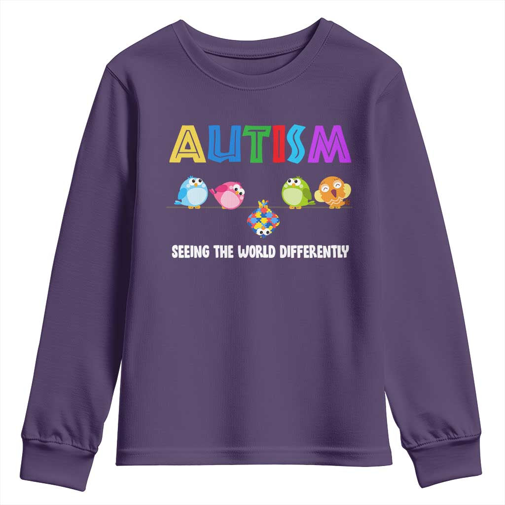 Autism Support Youth Sweatshirt Seeing the World Differently ASD Cute Puzzle Pieces Owl