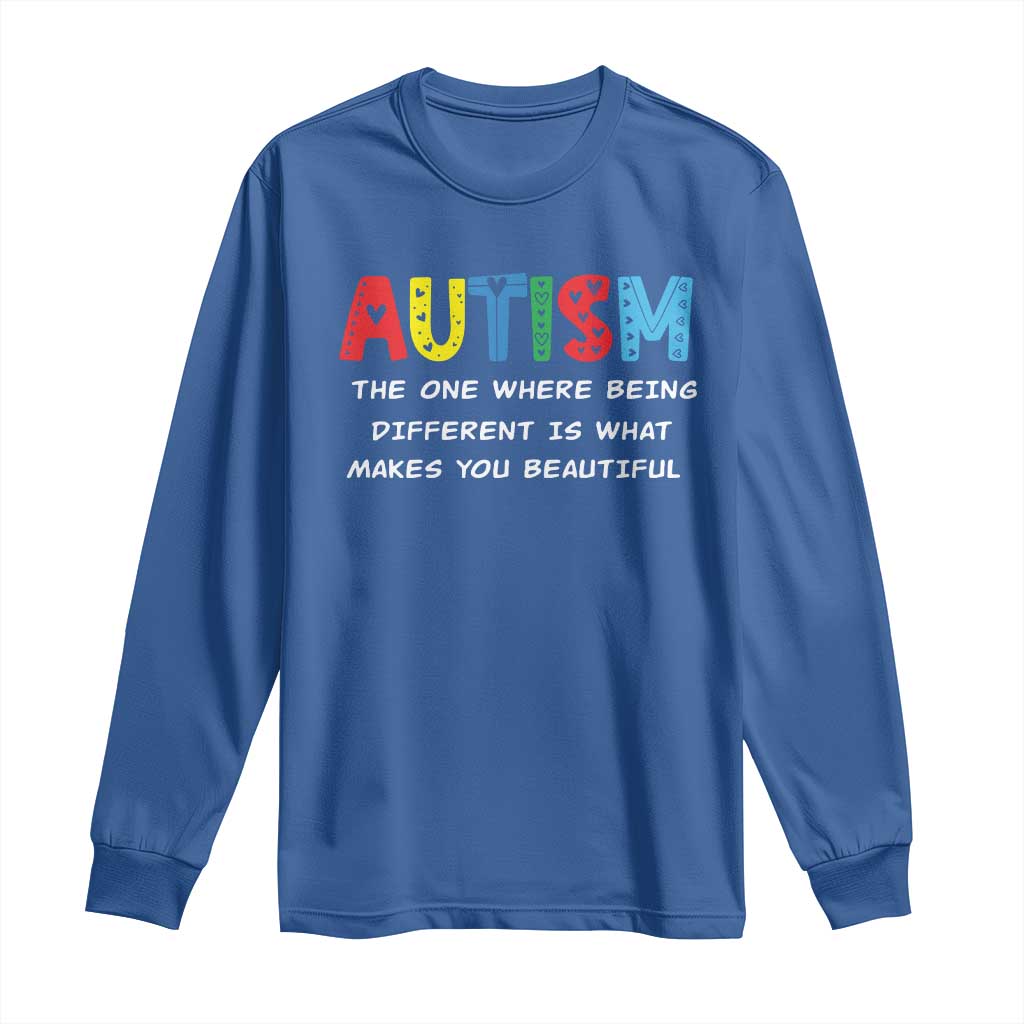 Autism Support Long Sleeve Shirt Different Makes You Beautiful ASD Month