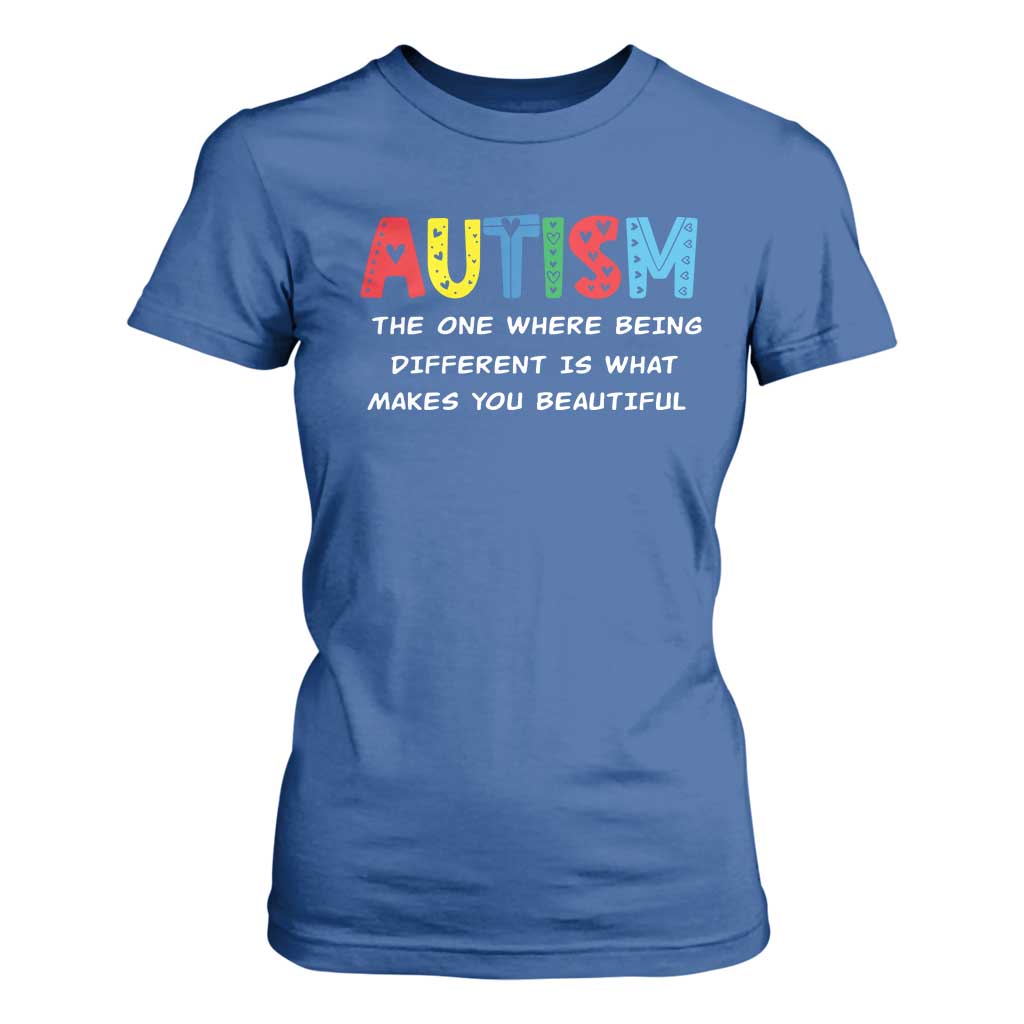 Autism Support T Shirt For Women Different Makes You Beautiful ASD Month