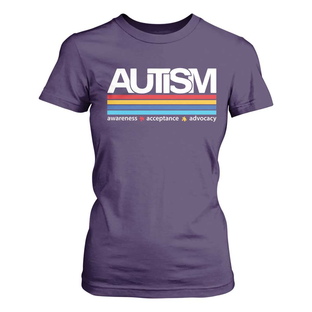 Retro Autism Support Acceptance T Shirt For Women