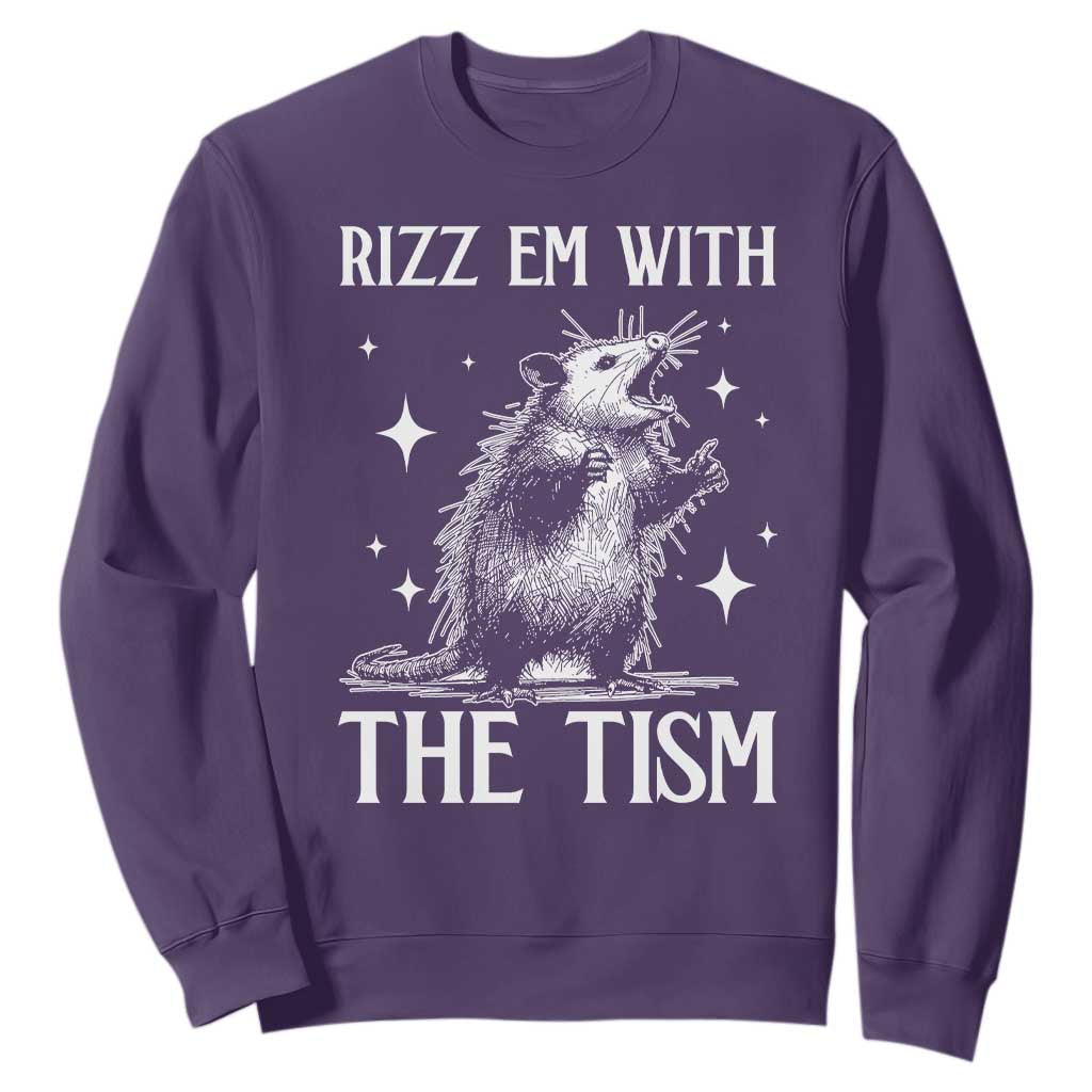 Funny Autism Opossum Sweatshirt Rizz Em With The Tism Meme Autistic ASD