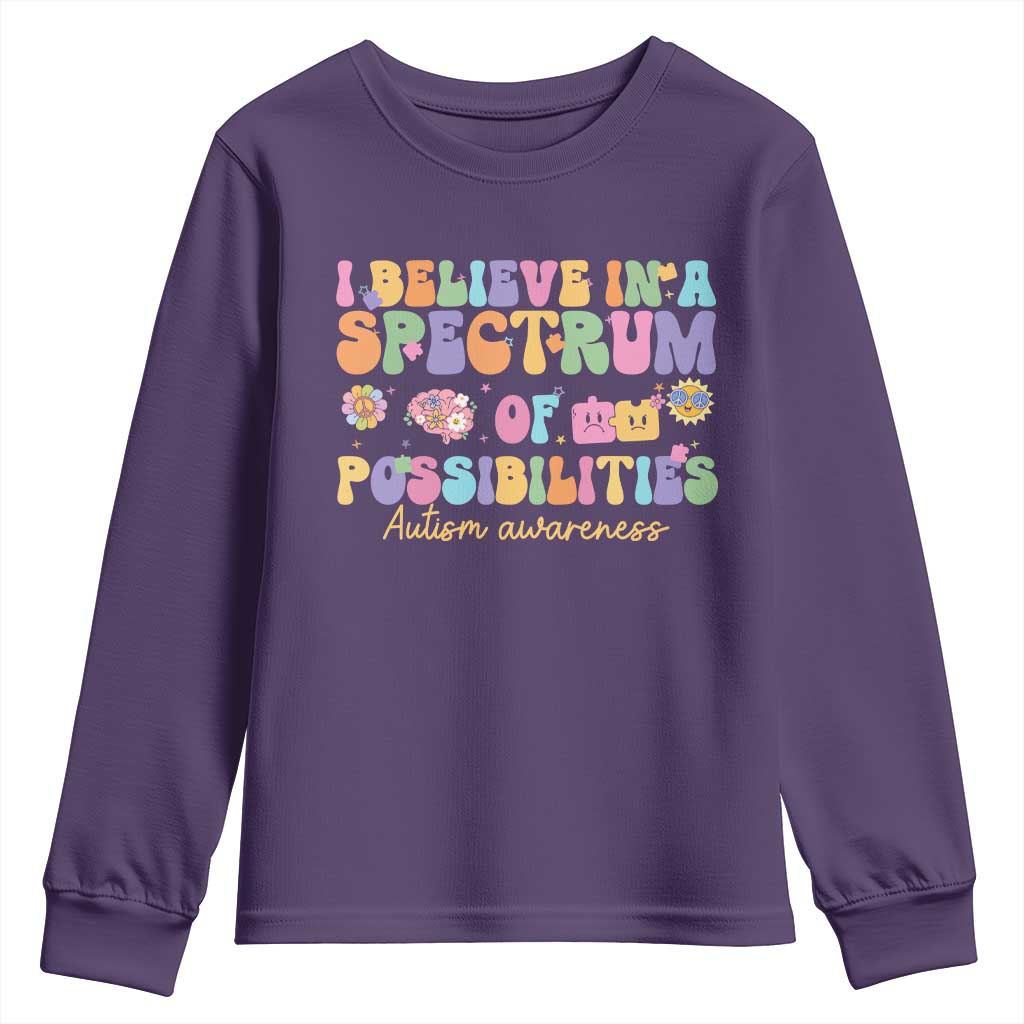 I Believe In A Spectrum Of Possibilities Autism Support Youth Sweatshirt Neurodiversity SPED Teacher Gift