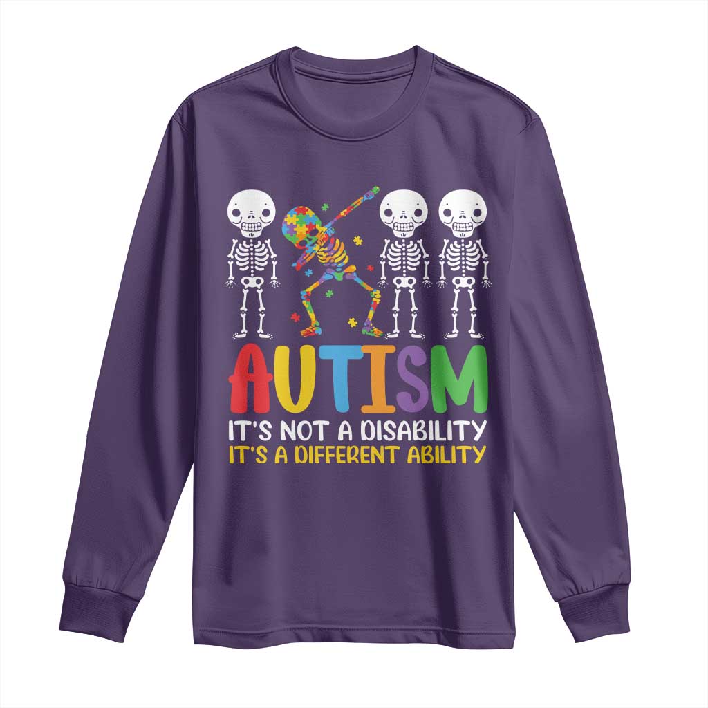 Autism Support Long Sleeve Shirt Skeleton Dabbing Autistic Kids
