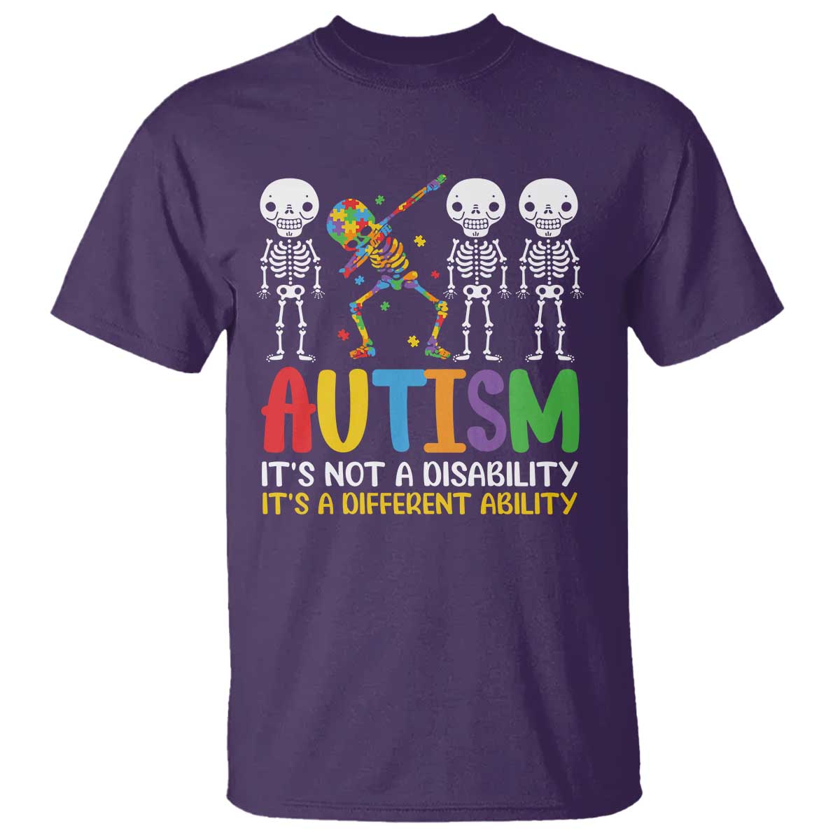 Autism Support T Shirt Skeleton Dabbing Autistic Kids