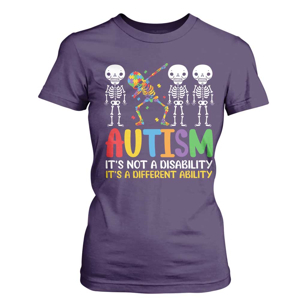 Autism Support T Shirt For Women Skeleton Dabbing Autistic Kids