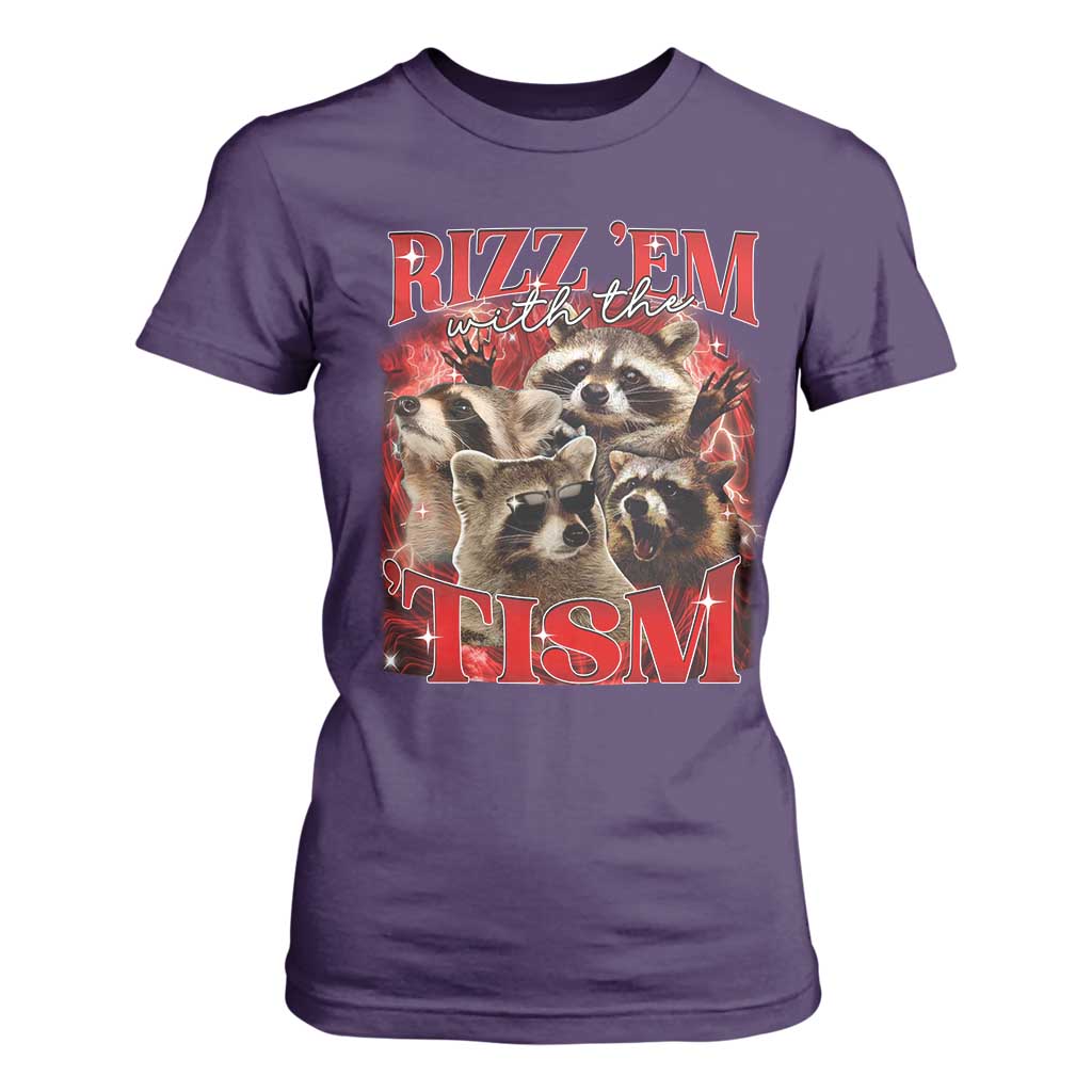 Autism Funny T Shirt For Women Rizz Em With The Tism Meme Autistic Racoon
