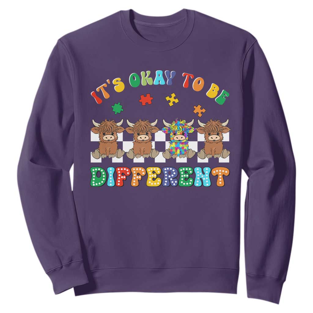 It’s Okay To Be Different Autism Support Sweatshirt Autistic Cow Positivity Vibe