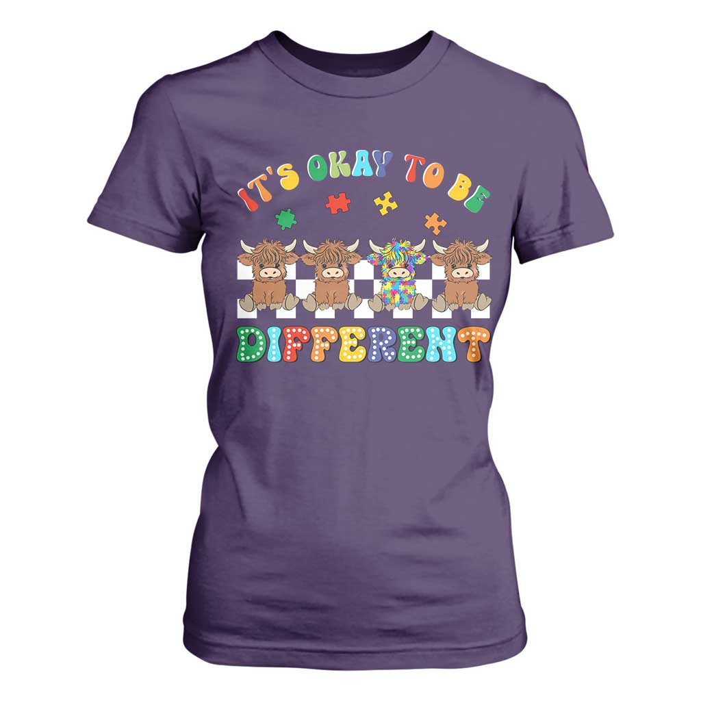 It’s Okay To Be Different Autism Support T Shirt For Women Autistic Cow Positivity Vibe