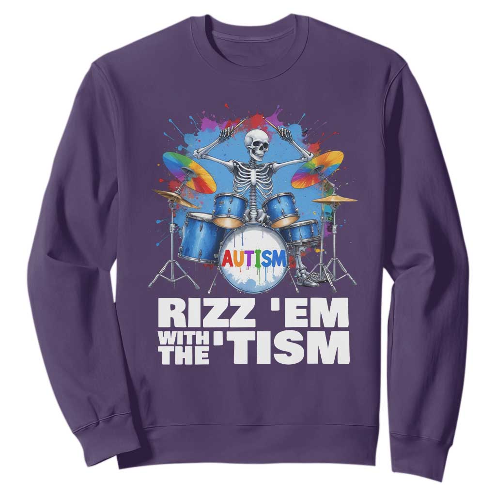 Autism Skeleton Meme Sweatshirt Rizz Em With The Tism Meme Autistic Drummer
