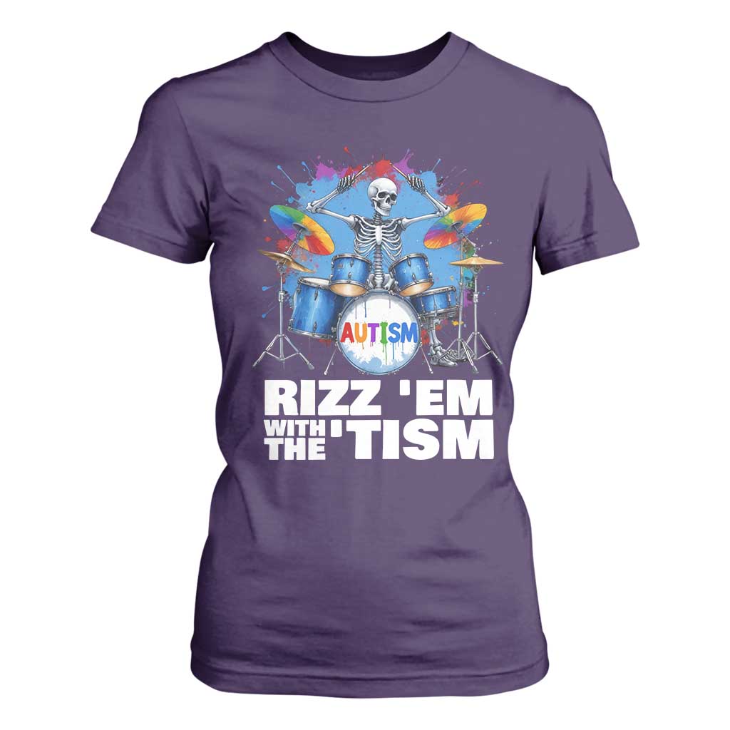 Autism Skeleton Meme T Shirt For Women Rizz Em With The Tism Meme Autistic Drummer