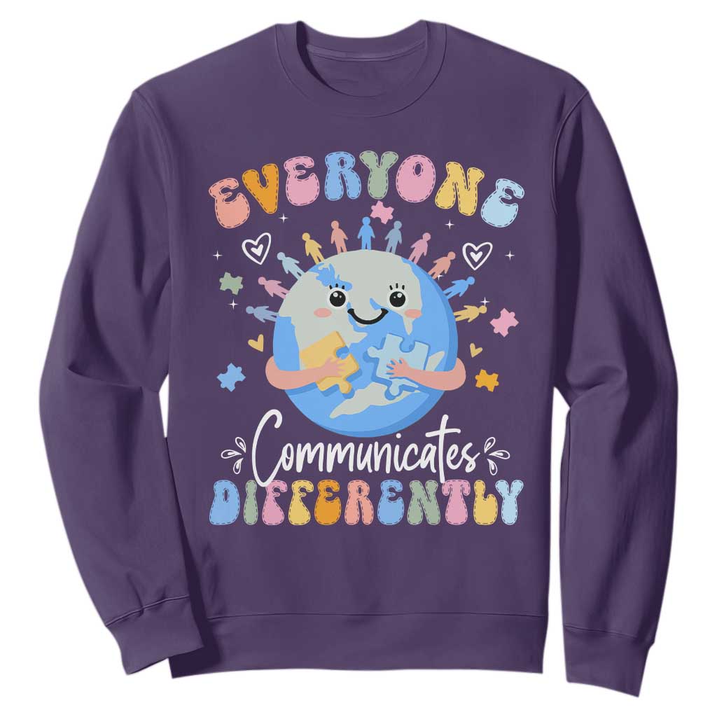 Autism Support Sped Teacher Sweatshirt Everyone Communicates Differently
