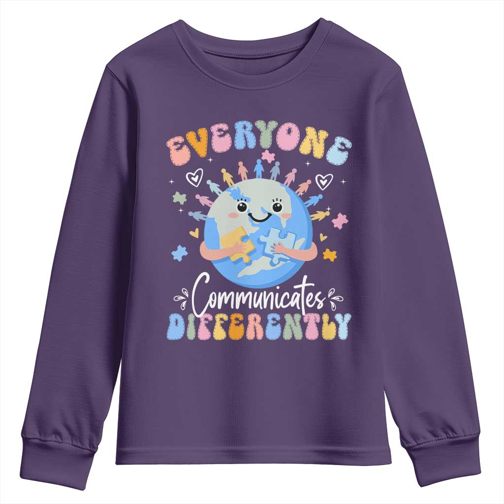 Autism Support Sped Teacher Youth Sweatshirt Everyone Communicates Differently
