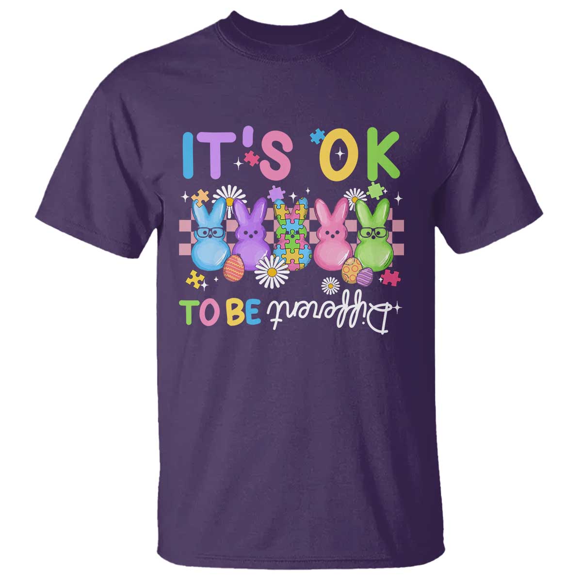 It’s Okay To Be Different T Shirt Bunny Puzzle Autism Support Easter