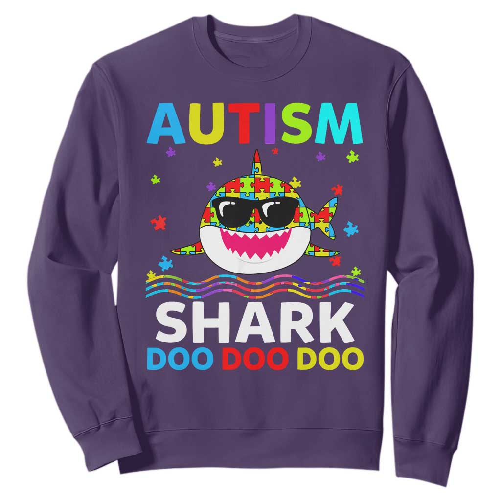 Funny Autism Shark Sweatshirt Puzzle Piece Autistic Mom Dad Sped Teacher