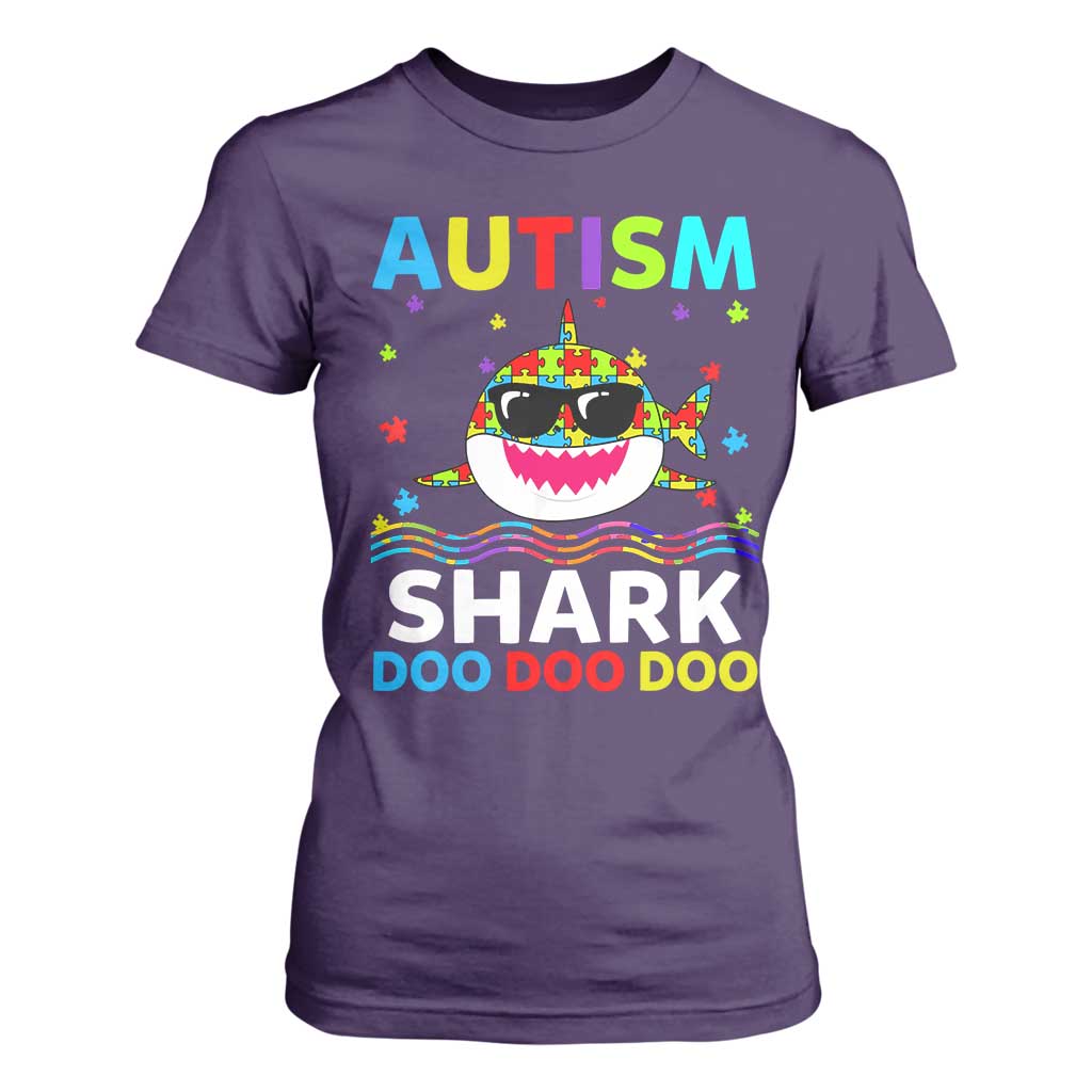 Funny Autism Shark T Shirt For Women Puzzle Piece Autistic Mom Dad Sped Teacher