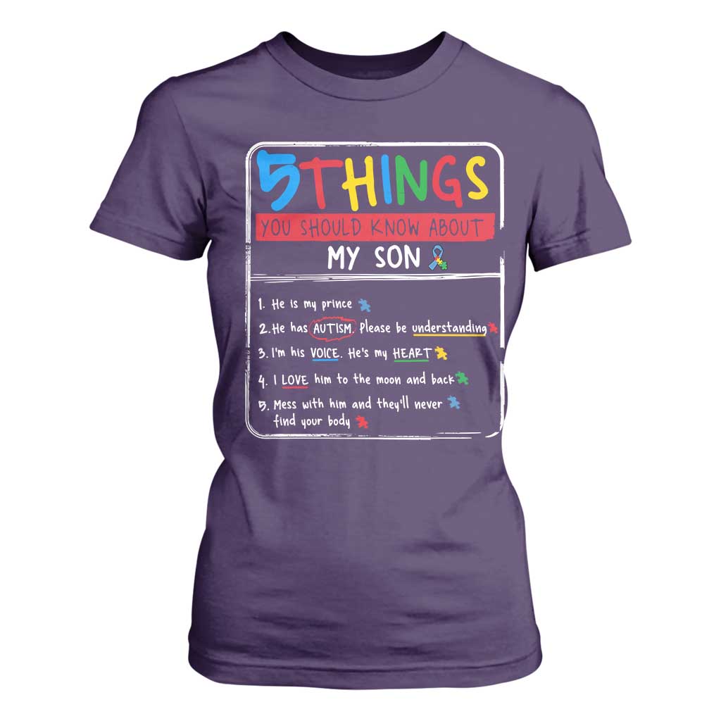 Autistic Son Autism Support T Shirt For Women Autistic Mom Dad Family