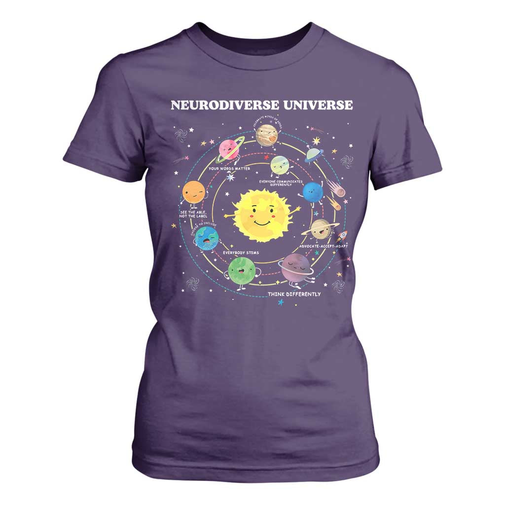 Autism Acceptance T Shirt For Women Neurodiverse Universe Sped Teacher Support