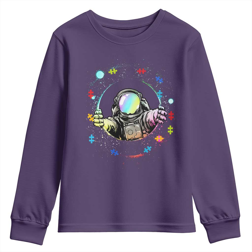 Astronaut Autism Support Youth Sweatshirt Space Autistic Kids Sped Teacher