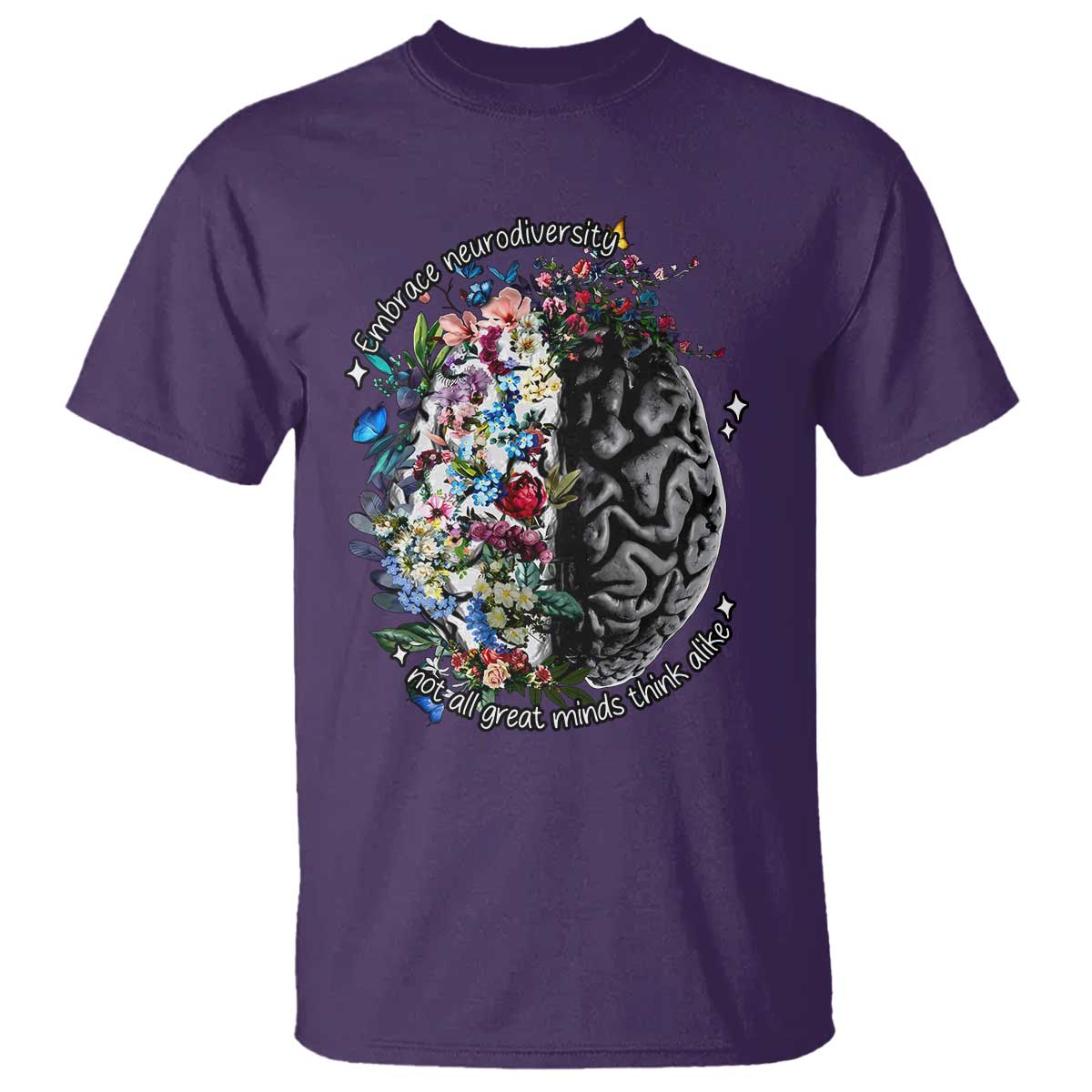 Autism Acceptance T Shirt Neurodiversity All Great Minds Don't Mind Alike