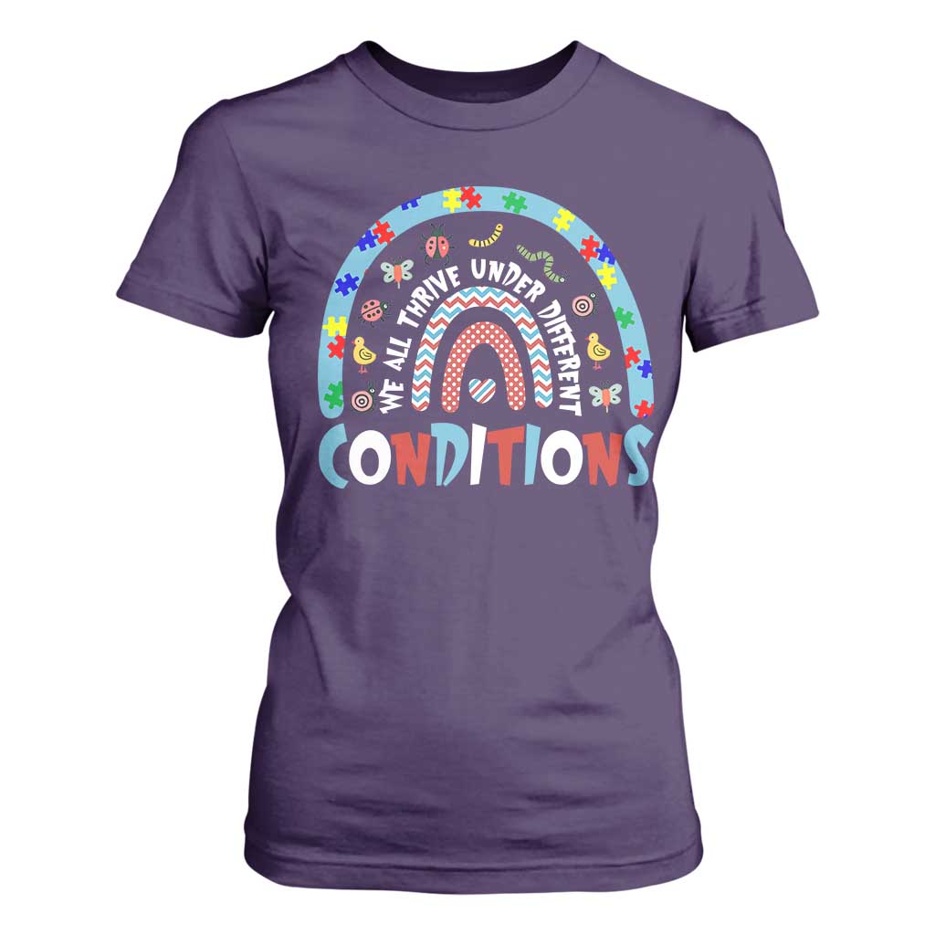 Autism Support T Shirt For Women Sped Education Teacher Rainbow Reading
