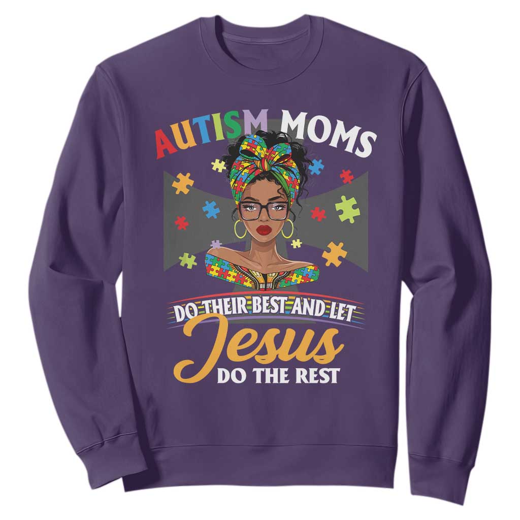 Afro Autism Mom Sweatshirt African American Autistic Black Mama Religious Cross