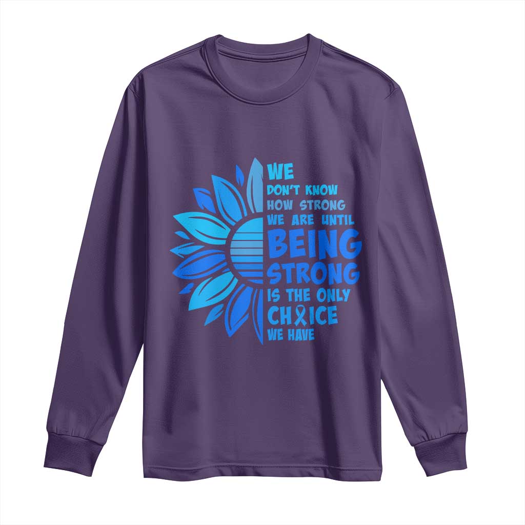 ALS Support Long Sleeve Shirt Blue Ribbon Stronger Survivor