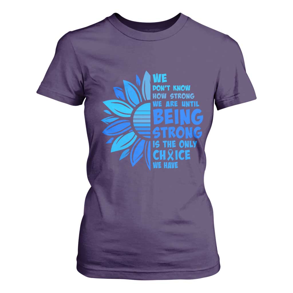 ALS Support T Shirt For Women Blue Ribbon Stronger Survivor
