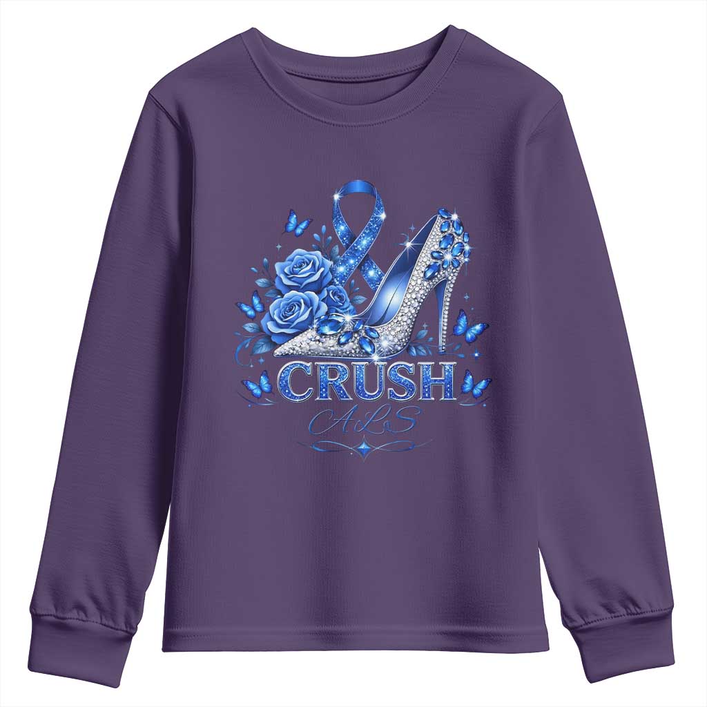 ALS Support Youth Sweatshirt Blue Ribbon Women Crush ALS