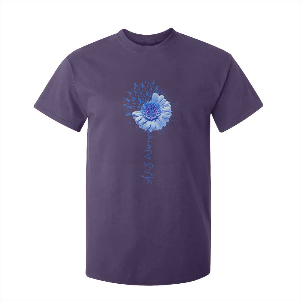 ALS Warrior Support Blue Ribbon Sunflower T Shirt For Kid