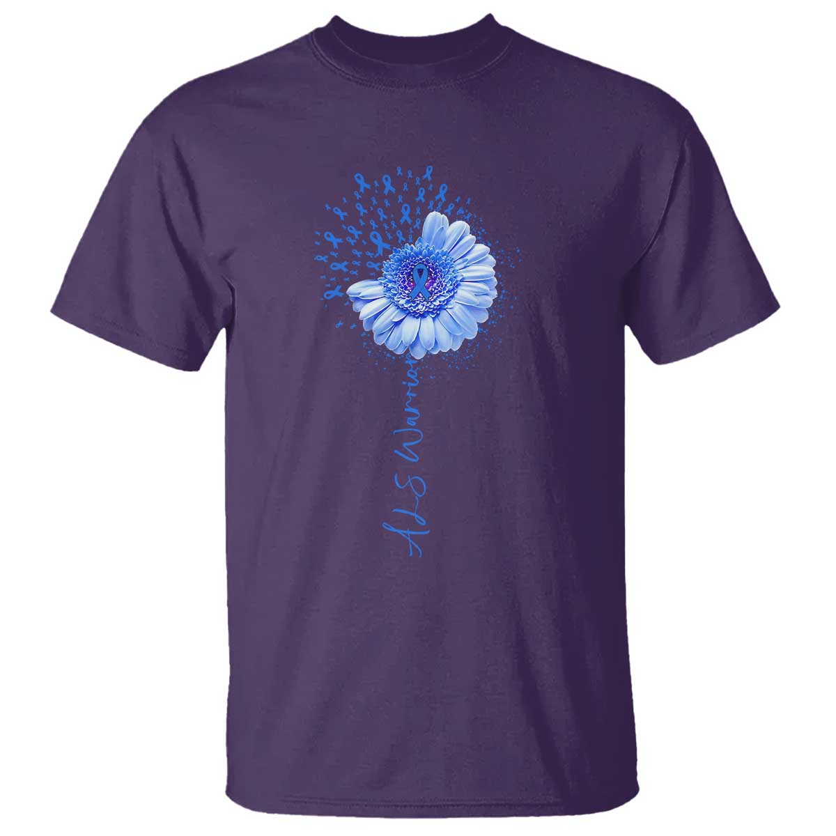 ALS Warrior Support Blue Ribbon Sunflower T Shirt