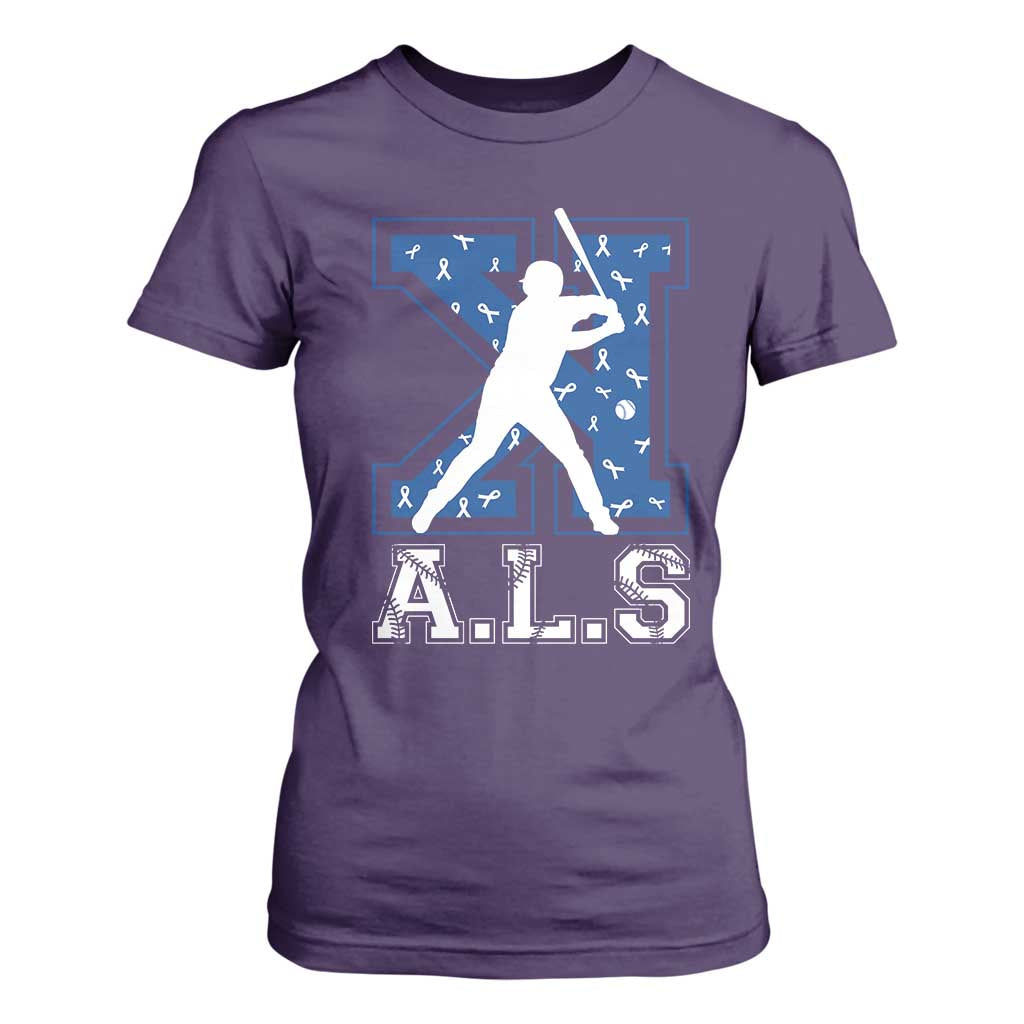 ALS Support T Shirt For Women Baseball Strike Out ALS Support