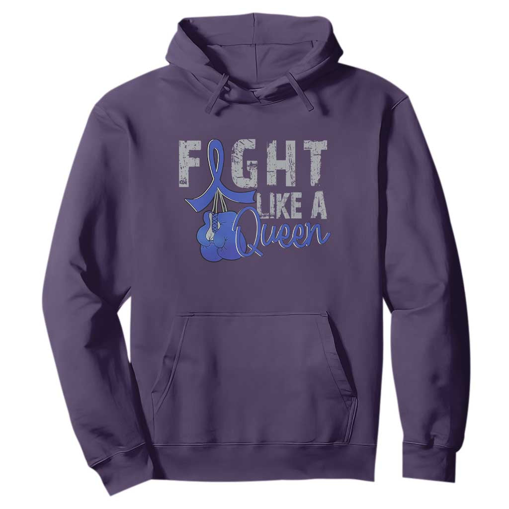 Fight Like A Queen Hoodie Blue Ribbon Colon Cancer Support