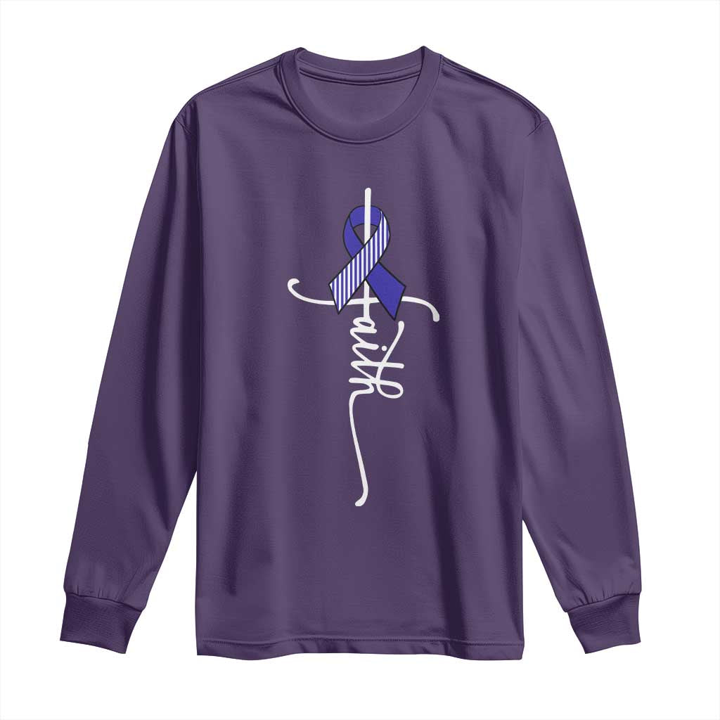 Faith ALS Support Long Sleeve Shirt Blue Ribbon Motivational