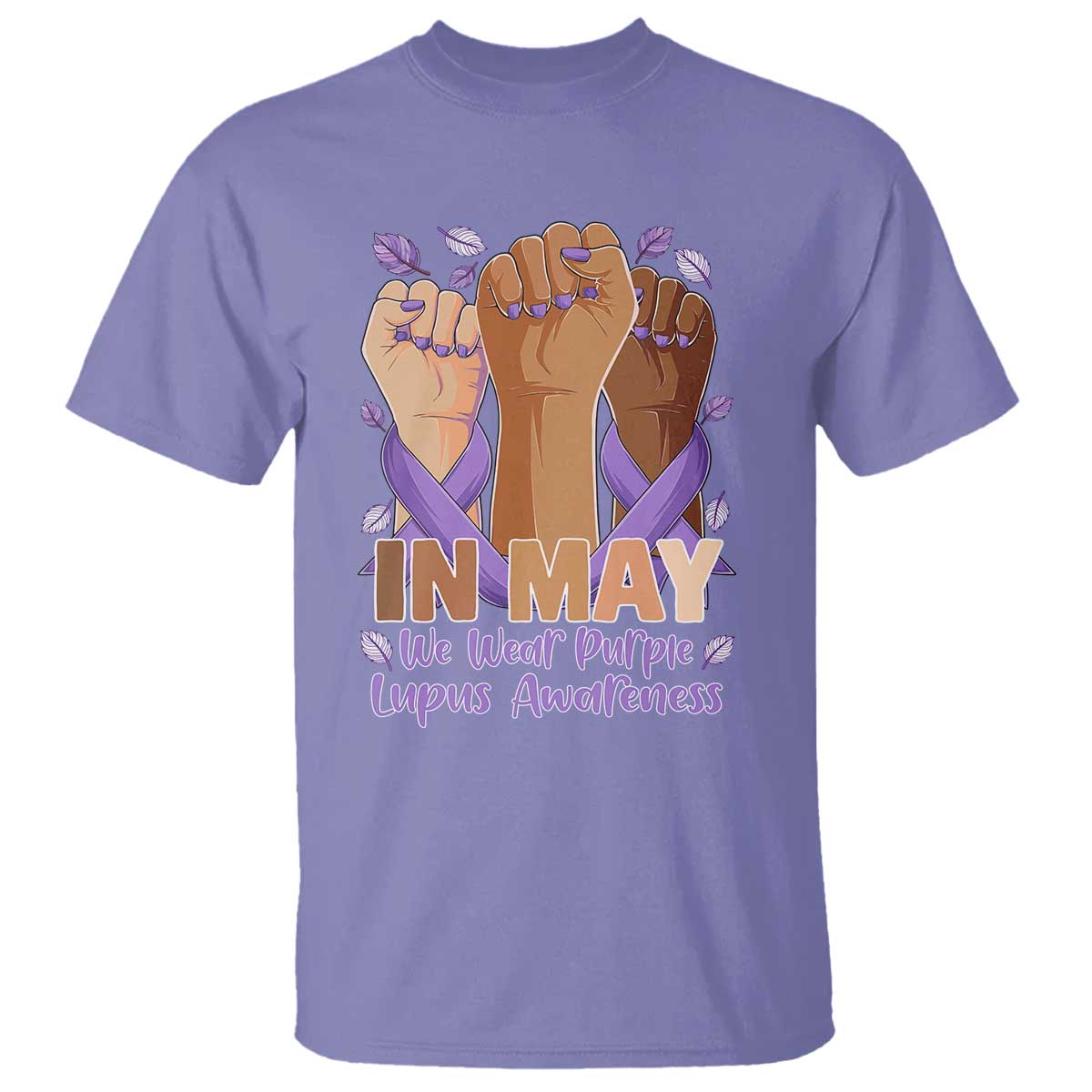 In May We Wear Purple Lupus Support T Shirt Purple Ribbon