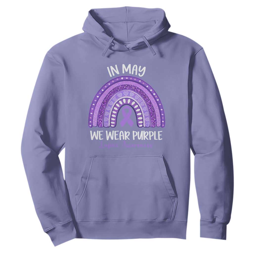 Lupus Support Hoodie In May We Wear Purple Ribbon Rainbow