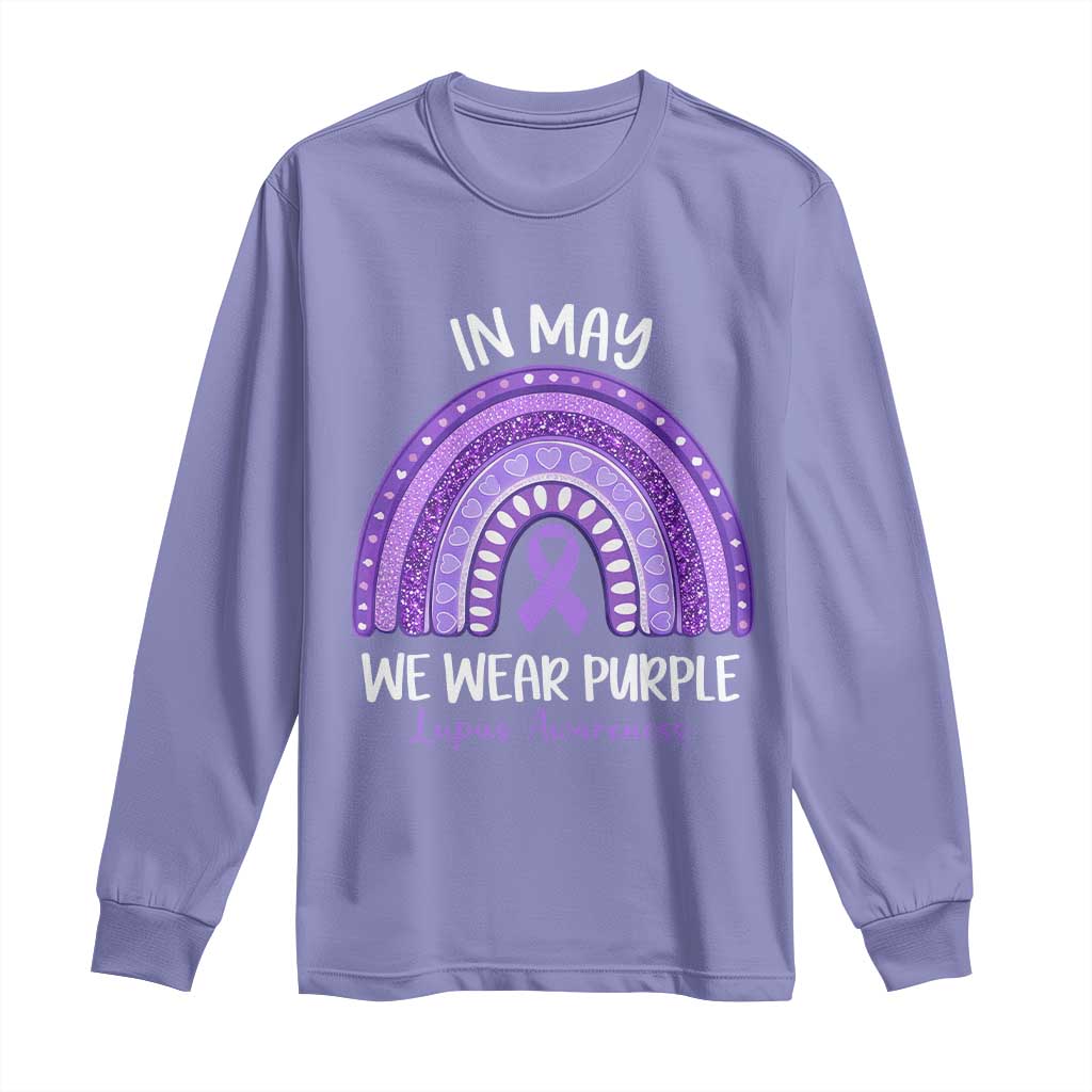 Lupus Support Long Sleeve Shirt In May We Wear Purple Ribbon Rainbow