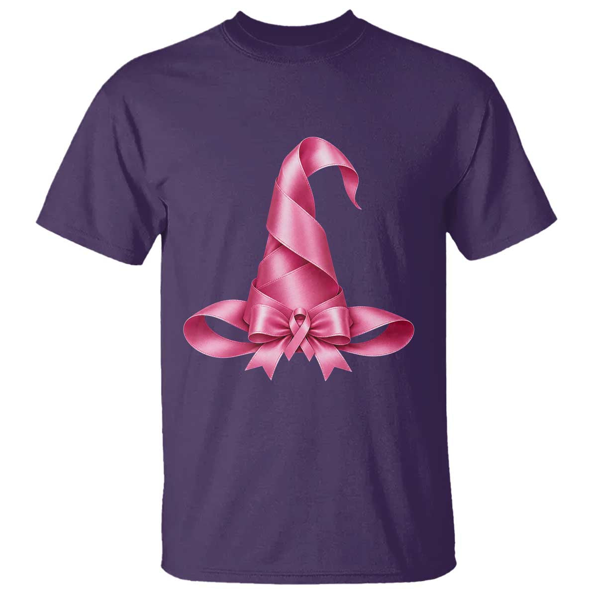 Pink Ribbon Witch Hat Breast Cancer Halloween T Shirt