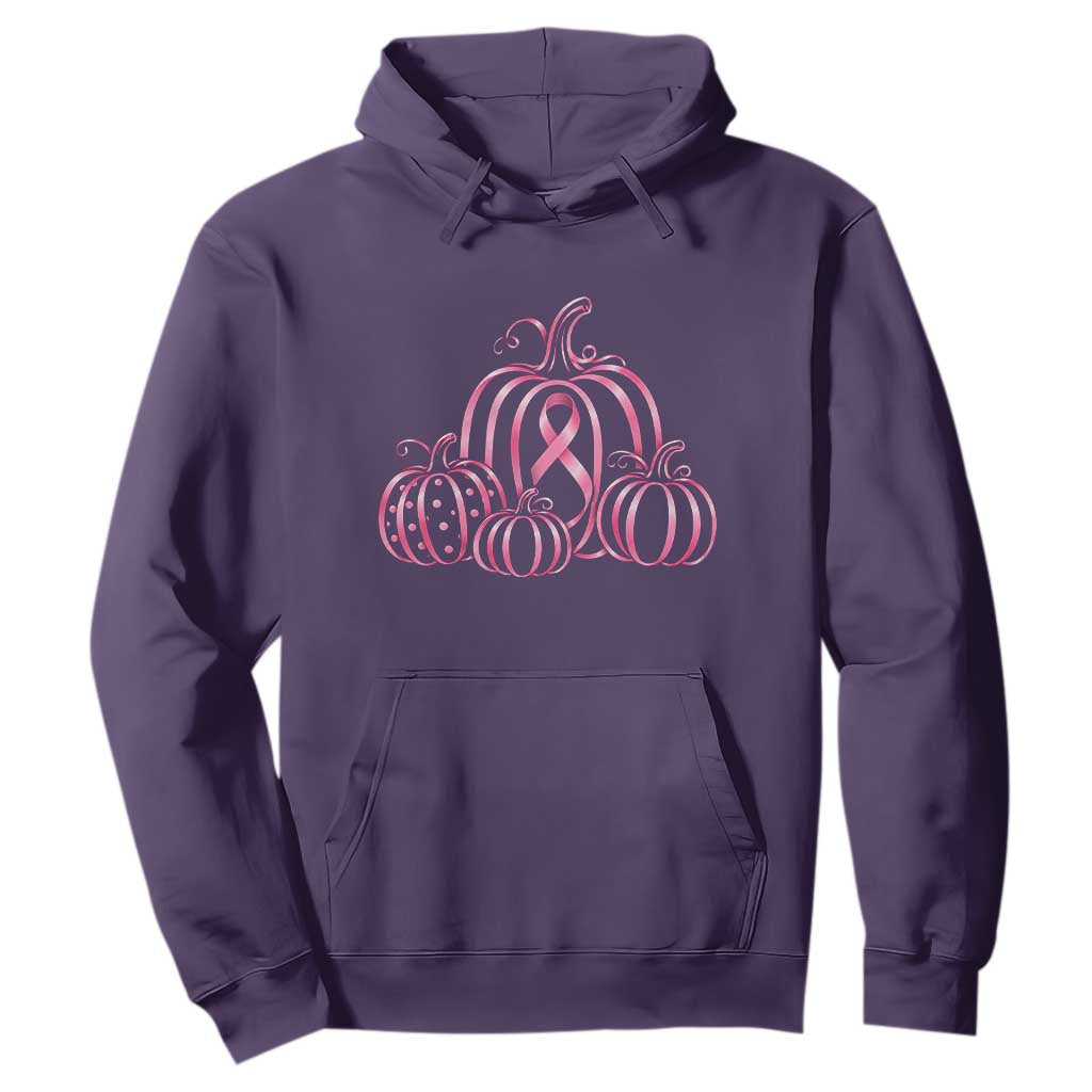 Pink Ribbon Pumpkin Graphic Breast Cancer Support Halloween Graphic Hoodie