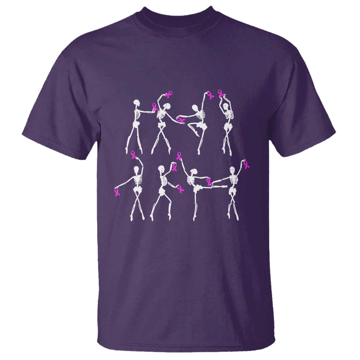 Pink Ribbon Breast Cancer Support T Shirt Skeleton Ballerinas Ballet Dance Cute Halloween